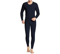 iWoo Thermal Underwear Mens Thin Long Johns Base Layer Set Black Ski Top Pants Lightweight Long Sleeve Baselayer Manufacturer Size L,(UK Size: S, Black)