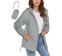 iWoo Womens Waterproof Jackets Lightweight Raincoat Rain Jacket Hooded Summer Coats For Women Uk Grey XXL