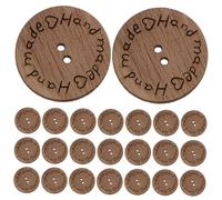 IWOWHERO 100pcs Handmade Wooden Buttons for DIY Crafts Sewing Labels Tags for Handmade Items 20mm Natural Wood Button Decor for Crochet and Knitting Projects