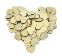 IWOWHERO 100pcs Heart Shape Wooden Chips for DIY Crafts and Home Decoration, Creative Wood Slices for Photo Props and Wedding Favours, Natural Unfinished Wood Pieces