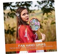IWOWHERO 10Pcs Handmade Chinese Round Fan Handles Wooden Fan Supports with Ergonomic Grip Natural Wood Grain for DIY Handheld Suitable for Hanfu Wedding Party Decorations