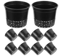 IWOWHERO 10PCS Hydroponic Plastic Growing Cups Black Mesh Planting Pots for Water Grass Soilless Culture Suitable for Home Balcony Gardening