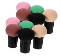 IWOWHERO 10Pcs Mushroom Shape Cosmetic Puff with Handle Wet and Dry Makeup Sponges for Face Blending Multi-color Powder Puff for Professional and Beginner Use