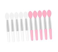 IWOWHERO 10pcs Portable Mini Silicone Lip Brush Disposable Soft-tip Lipstick Applicator for Precise Makeup Comfortable and Elastic for Travel and Professional Use White and Pink Colors