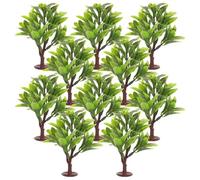IWOWHERO 10pcs Realistic Fake Trees Model Large Leaf Miniature Plants for Diorama Crafts, Architectural Model Trees Set for Train Scenery and Indoor Decoration