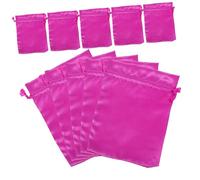 IWOWHERO 10pcs Satin Wig Travel Bags Portable Lightweight Drawstring Storage Pouches for Hair Extensions and Wigs Soft for Protection and Easy Maintenance Rose Red
