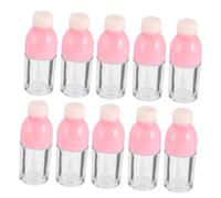 IWOWHERO 10pcs Small Transparent Lip Gloss Bottles Empty Plastic Lip Containers for Women Portable Refillable Balm Tubes Pink for Travel and DIY Cosmetics