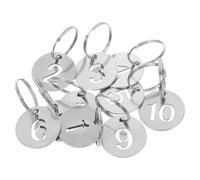 IWOWHERO 10Pcs Stainless Steel Number Key Tags with Rings, Hollow Round Metal Numbered Tags for Office, Hotel, Supermarket Identification and Labeling