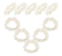 IWOWHERO 10Pcs White Faux Pearl Hair Ties Elastic Scrunchie Bands for, Delicate Beaded Ponytail Holders, Classic School Hair Accessories