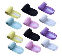 IWOWHERO 12 Pcs Facial Spa Headband Hair Wrap Skin-friendly Cloth Material, Non-slip Hook and Loop Fastener for Holding Hair Back, for Face Wash, Sports, and Spa Use, Assorted Colours