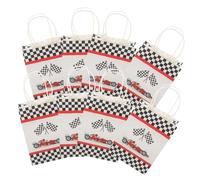 IWOWHERO 12pcs Checkered Flag Printed Paper Present Bags with Handles Large Capacity Wrapping Pouches for Festival Shopping and Party Use Stable Craft Design for Clothes Books and Small