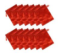IWOWHERO 12pcs Dark Red Satin Wig Bags with Drawstring for Hair Extension Storage Soft Silk Pouches Protecting Wigs and Bundles Portable Organizer for Home Salon and Travel Use