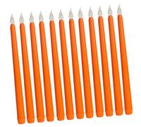 IWOWHERO 12pcs Flameless Battery Operated Taper Candles Lights with Realistic Design, Orange LED Electric Candle Lights for Birthday and Shelf Decoration, Pp Material, Safe