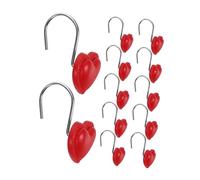 IWOWHERO 12pcs Heart-shaped Shower Curtain Hooks for Easy Installation Decorative Hangers for Bathroom and Bedroom Smooth Sliding Rings Classic