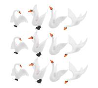 IWOWHERO 12pcs Miniature Swan Figurines for Diy Garden Decor White Swan Statues for Moss Landscape for Fairy Gardens and Potted Plants