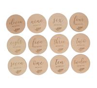 IWOWHERO 12pcs Newborn Discs Double-Sided Wooden Cards for Photography Commemorative Props for First Year Growth Safe Polished Finish