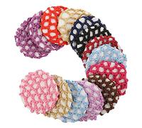 IWOWHERO 14pcs Crocheted Hairnet Set Dance Hair Accessory Gymnasts Hair Net Bun Cover for Lady Flight Attendant Hairnet Elastic