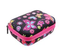 IWOWHERO 15-Compartment Black Butterfly Embroidery Storage Bag Bottles Portable Craft Organizer for Beads and Accessories Hot Pink Zipper Case