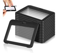 IWOWHERO 15pcs Horizontal Id Card Holders with Double Sided Hard Plastic Premium Badge Sleeves for Credit Card and Access for Office and Conference Use