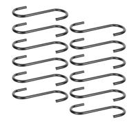 IWOWHERO 16pcs Heavy Duty Black Metal S-hooks for Hanging Planters, Pots, Clothes, and Bags - Large Industrial Strength Rod Hooks for Indoor and Outdoor Use