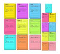 IWOWHERO 18pcs Self Adhesive Message Pad Paper Bright Colourful