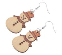 IWOWHERO 1pair Wooden Snowman Earrings for Women Cute Christmas Jewelry Dangle Accessories for Holiday Festivities Charming Ornaments for Giving