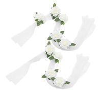 IWOWHERO 1set Artificial Wedding Car Decoration Faux Floral Adornment for Wedding Ceremony Elegant Vehicle Decor Lightweight Easy to Install Flower Arrangement