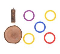 IWOWHERO 1set Bird Training for Parrots and Parakeets Wooden Ring Toss Game with Colorful Hoops Interactive Indoor Intelligence Plaything for Cockatiels and Lovebirds Random Color