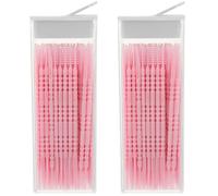 IWOWHERO 2 Boxes Compact Household Dental Cleaners Pink Interdental Brushes for Deep Plaque Removal Between Teeth and Gums with Ergonomic Non-Slip Handle for Oral Cleaning