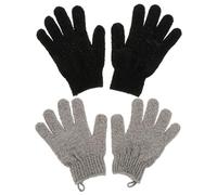 IWOWHERO 2 Pairs Exfoliating Bath Gloves Scrub Wash Mitts with Hanging Ring for Gentle Dead Skin Removal and Suitable for Men and Women Shower Spa Use