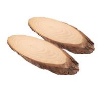 IWOWHERO 2 Pcs 8.5 Inch Outdoor Wood Slice Stepping Stones for Garden Pathway, Oval Natural Wood Pieces Diameter 13-16Cm, Decorative Landscaping Stones for Patio Walkways