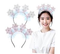 IWOWHERO 2 Pcs Snowflake Christmas Headbands Glitter Felt Fabric Comfortable Lightweight Holiday Hair Accessories for Women and Party and Cosplay