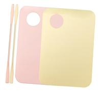 IWOWHERO 2 Set Acrylic Makeup Blending Plates with Spatulas for Foundation Mixing Cosmetic Pigment Palette for Professional Beauty Salons Nail Art Travel Portable Mixing Tool