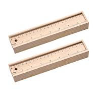 IWOWHERO 2 Set Wooden Pencil Case Box Large Capacity Beige Wood Pen Storage