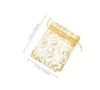 IWOWHERO 200pcs Gold Organza Bags with Drawstring for Jewelry Storage Sheer Mini Pouches for Wedding Favors Party Christmas Valentine's Day Packaging Breathable and Flexible Small Pouches