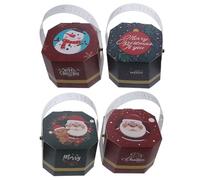 IWOWHERO 20Pcs Christmas Candy Boxes with Handles - Red Green Santa and Snowman Design - Festive Packaging for Xmas Sweets and Presents