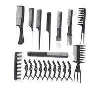 IWOWHERO 20pcs Men’s Multi-functional Hairdressing Comb Set with Wide Tooth and Tail Styling Combs, Plastic Hair Styling Tools Kit with Haircutting Clips for Salon and Home Use