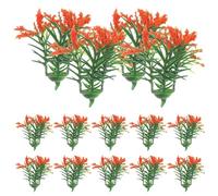 IWOWHERO 20pcs Miniature Plant Models Orange-red Plastic Flower Decorations for Dollhouse DIY Crafting Realistic Lightweight Mini Plants for Landscape Diorama and Indoor Garden Decor