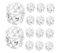 IWOWHERO 20pcs Silver Rhinestone Dreadlock Beads with Hollow Design Breathable Hair Braid Rings for Men Women Fashionable Hair Accessories for Braids and Dreadlocks
