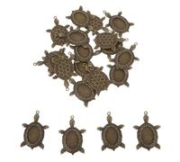 IWOWHERO 20pcs Vintage Sea Turtle Alloy Pendant Trays with Gemstone Setting, Small Turtle Charms for Jewelry Making, DIY Necklace and Bracelet Base Accessories in Antique Bronze