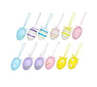 IWOWHERO 24pcs Easter Themed Hanging Plastic Eggs Mixed Style Colorful Decorative Pendants and Tree Decorations Assorted style