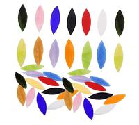 IWOWHERO 28pcs Iridescent Leaf Shaped Mosaic Tiles for DIY Crafts Smooth Polished Glass Sheets for Candle Trays Mixed Color Mosaic Pieces for Handcraft Decoration