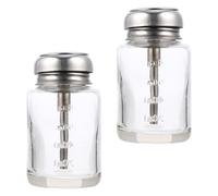 IWOWHERO 2Pcs 100Ml Glass Pressing Type Bottles, Empty Glass Craft Bottles for Multipurpose Storage and Alcohol Dispensing, Refillable Sub Containers for Home and Travel