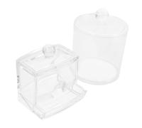 IWOWHERO 2pcs Acrylic Cotton Pad Storage Box with Lid for Makeup Organizer Transparent Cosmetic Container for Vanity Table and Bathroom Counter Sealed Home Storage