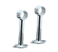 IWOWHERO 2pcs Adjustable Closet Hanging Rod Support Heavy Shape Tube Drying Rods Chrome Mounting Stainless Steel Round Silver