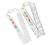 IWOWHERO 2pcs Birthday Decorative Shoulder Strap Satin Girls Sash Party Accessories Its My Birthday Decorations for Parties