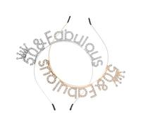 IWOWHERO 2pcs Birthday Rhinestone Queen Headband for Women Lightweight Comfortable Tiara Crown Milestone Party Decoration Accessories Gold and Silver for Mom Celebration