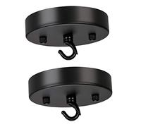 IWOWHERO 2pcs Black Ceiling Light Plate and Lamp Plate Set Hooks Steel Vintage for Bedroom Pendant Light Hanging Fixtures