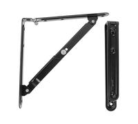 IWOWHERO 2Pcs Black Folding Shelf Supports Heavy Duty Wall Bracket Hinges for DIY Garage Kitchen Storage Rack Mounting