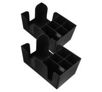 IWOWHERO 2pcs Black PP Tea Bag Holder Storage Box with Compartments for Sugar Packets and Cup Lid Organizer Stylish Bar Organizer Rack for Kitchen and Workspace